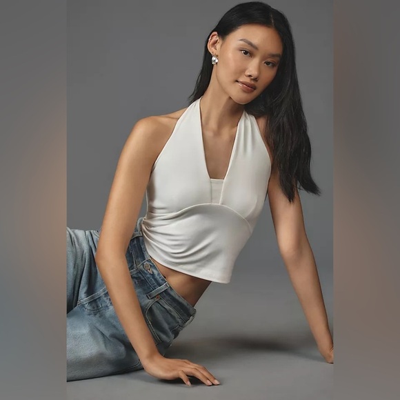 NWT By Anthropologie Tailored Halter Top | Off-White | XL - Picture 1 of 8